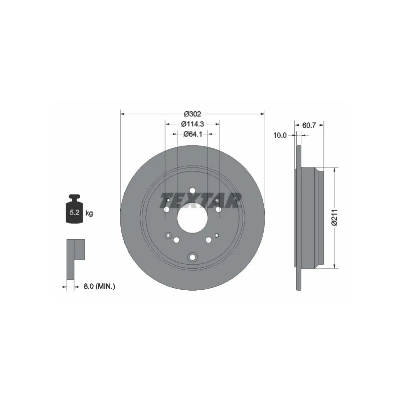 Jeu de 2 disques de frein arrière TEXTAR 92227203