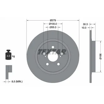 Jeu de 2 disques de frein arrière TEXTAR 92228303