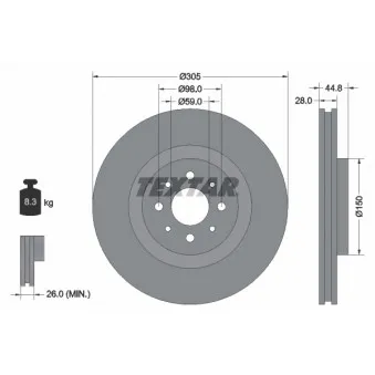 Jeu de 2 disques de frein avant TEXTAR 92228503