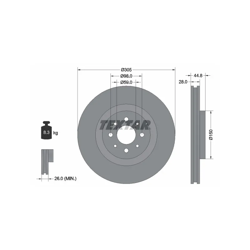 Jeu de 2 disques de frein avant TEXTAR 92228503