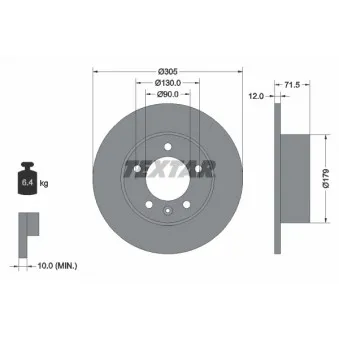 Jeu de 2 disques de frein arrière TEXTAR 92228700