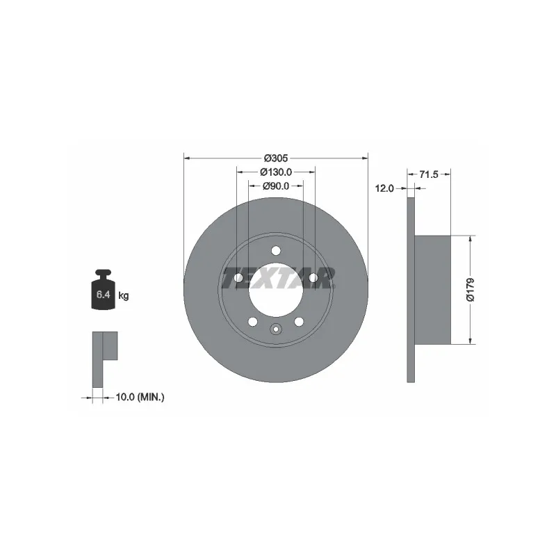 Jeu de 2 disques de frein arrière TEXTAR 92228700
