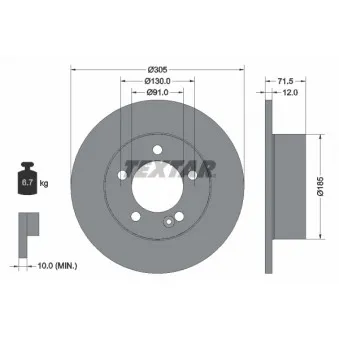 Jeu de 2 disques de frein arrière TEXTAR 92228800