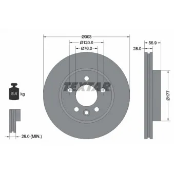 Jeu de 2 disques de frein avant TEXTAR 92228903