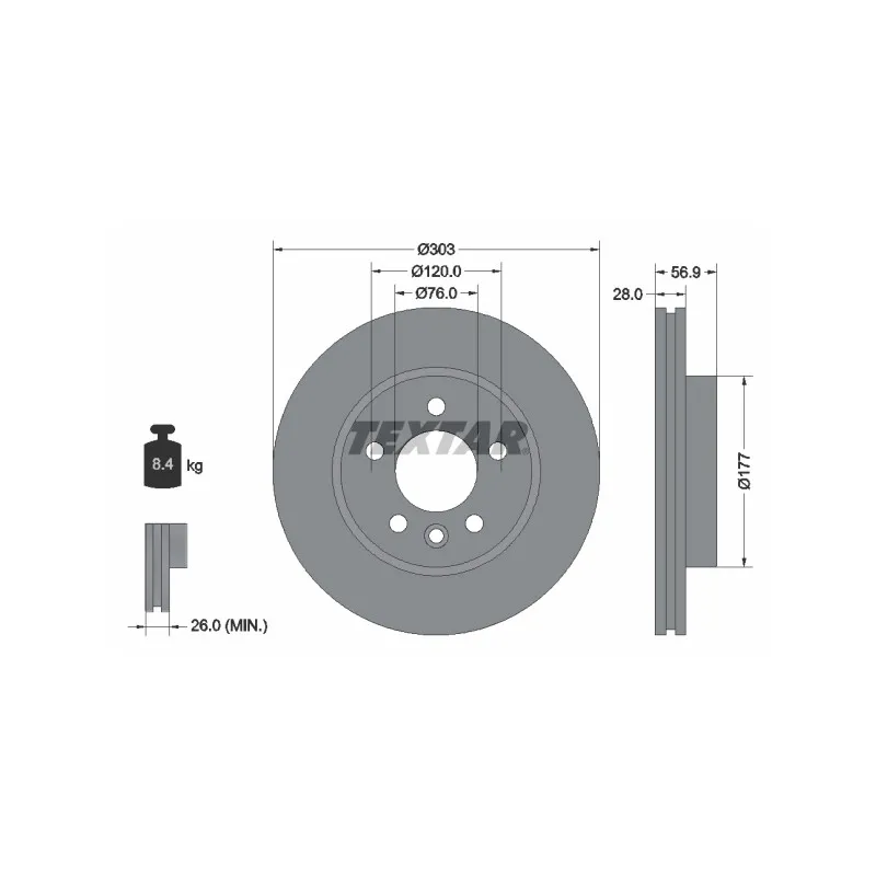 Jeu de 2 disques de frein avant TEXTAR 92228903
