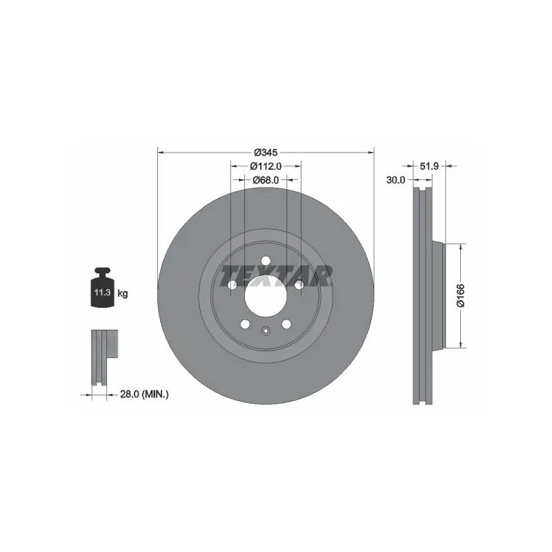 Jeu de 2 disques de frein avant TEXTAR 92229205