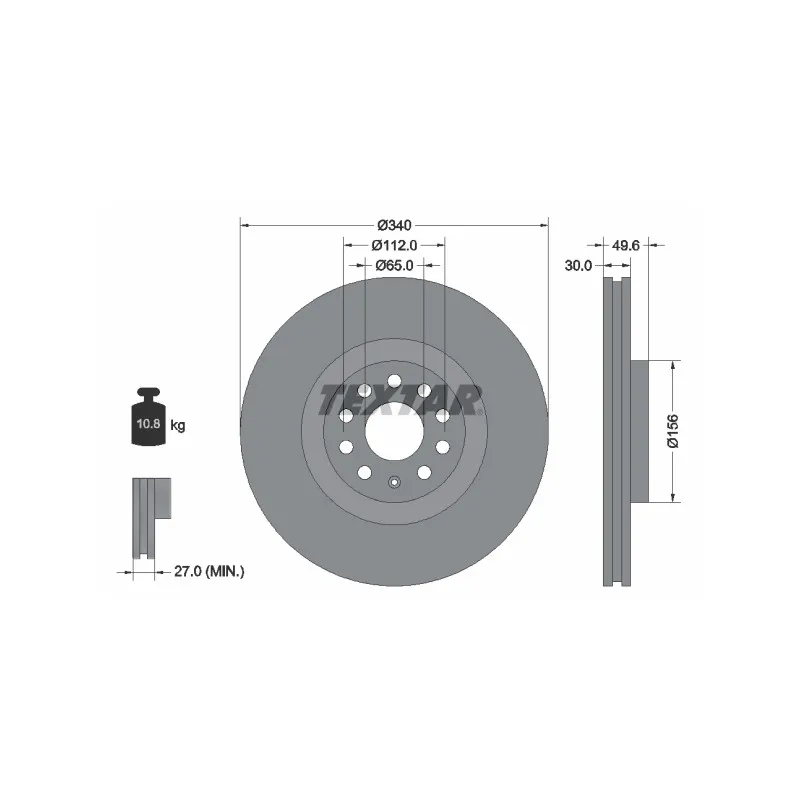 Jeu de 2 disques de frein avant TEXTAR 92229805