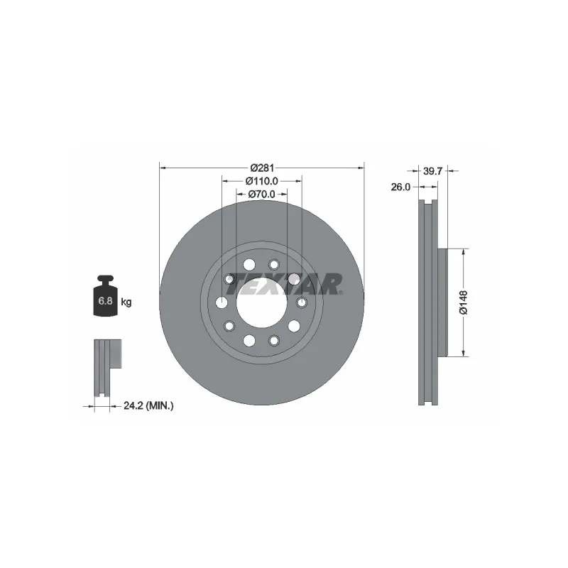 Jeu de 2 disques de frein avant TEXTAR 92230103