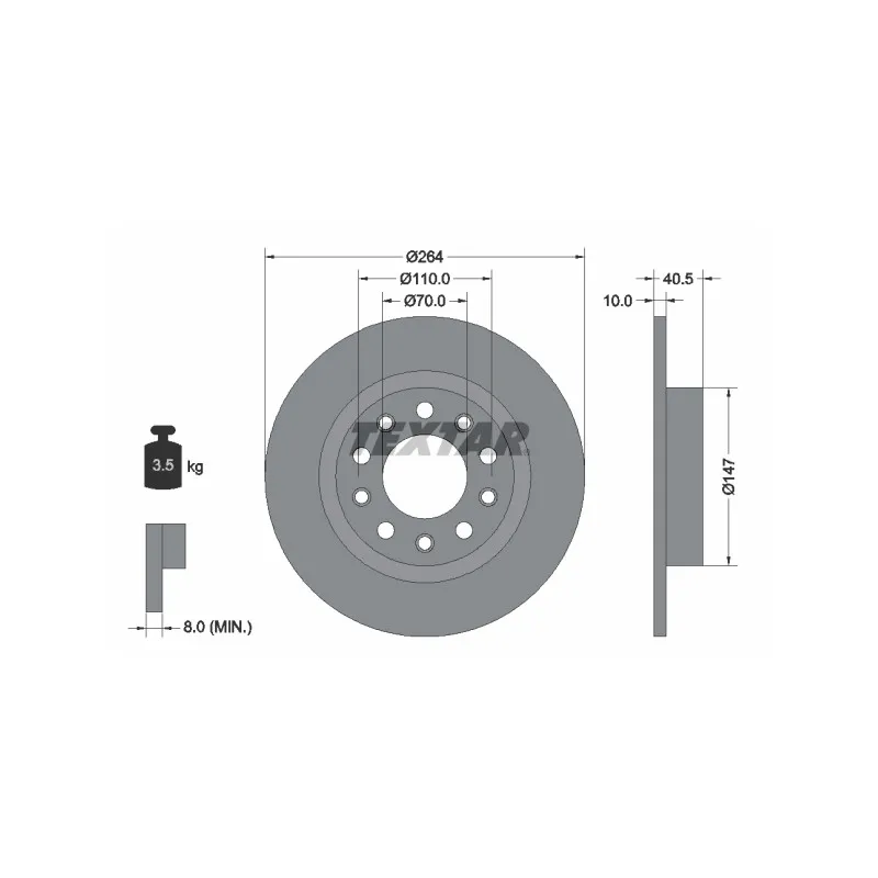 Jeu de 2 disques de frein arrière TEXTAR 92230203