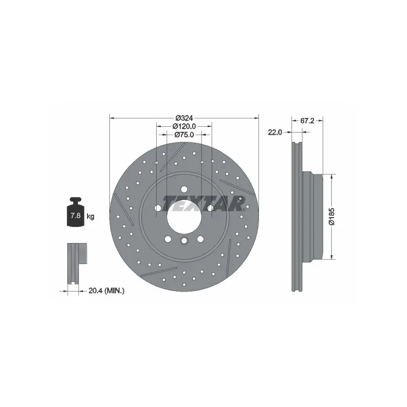 Jeu de 2 disques de frein arrière TEXTAR 92231203