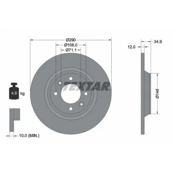Jeu de 2 disques de frein arrière TEXTAR 92231303