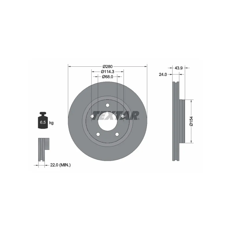 Jeu de 2 disques de frein avant TEXTAR 92232203