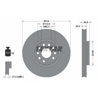 Jeu de 2 disques de frein avant TEXTAR 92232403