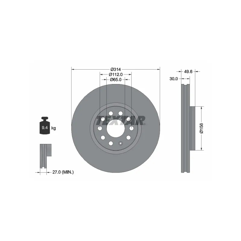Jeu de 2 disques de frein avant TEXTAR 92232403
