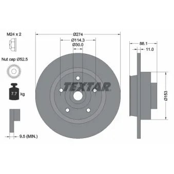 Jeu de 2 disques de frein arrière TEXTAR 92232603