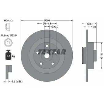 Jeu de 2 disques de frein arrière TEXTAR 92233103