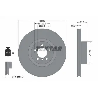 Jeu de 2 disques de frein avant TEXTAR 92233905