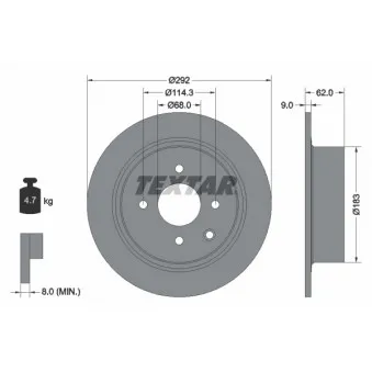 Jeu de 2 disques de frein arrière TEXTAR 92234303