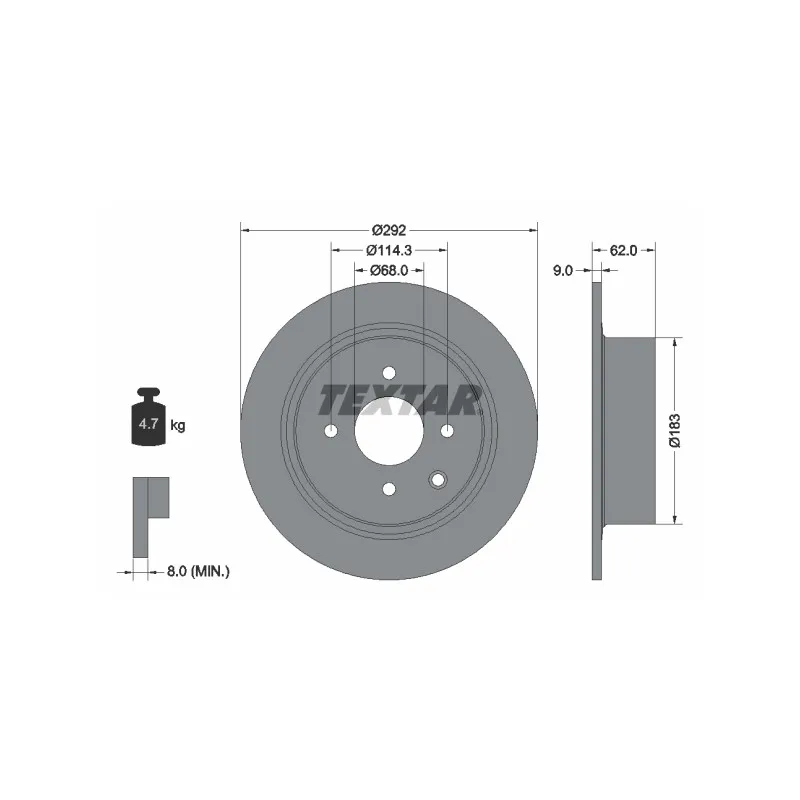 Jeu de 2 disques de frein arrière TEXTAR 92234303