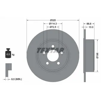 Jeu de 2 disques de frein arrière TEXTAR 92234803