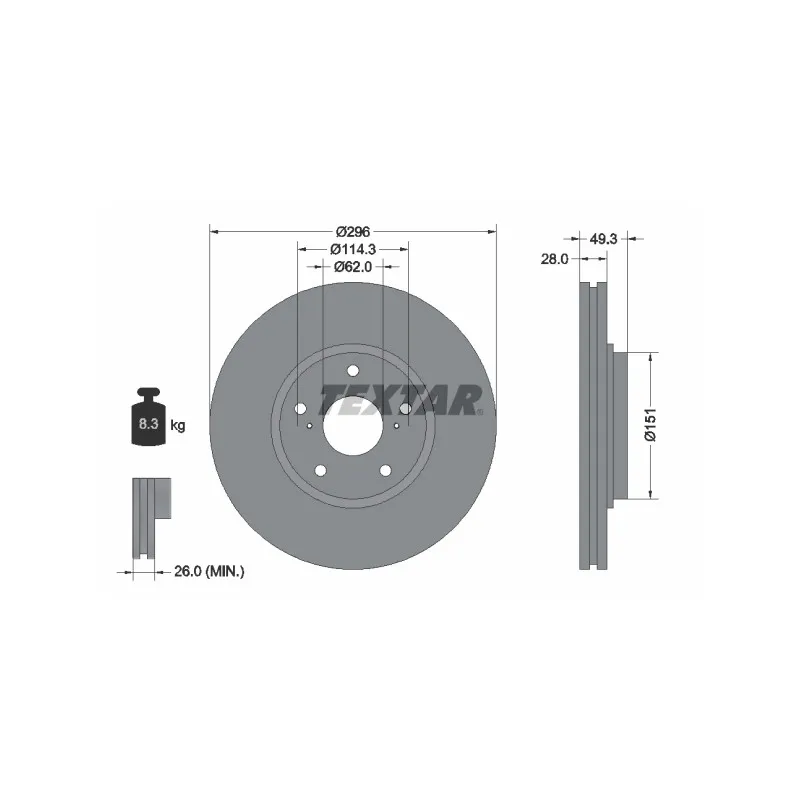 Jeu de 2 disques de frein avant TEXTAR 92235200