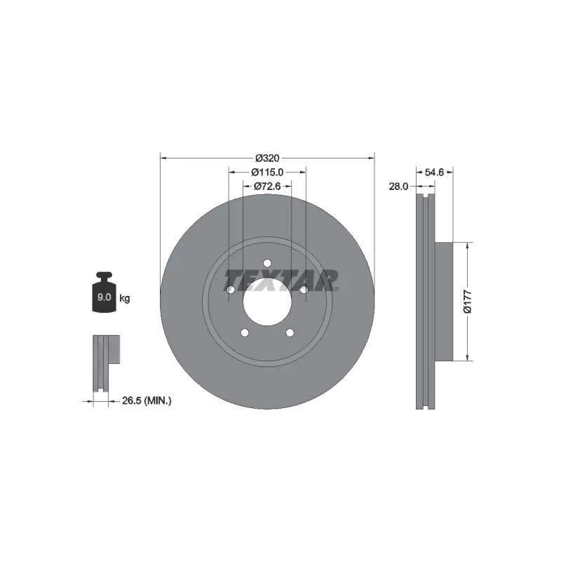 Jeu de 2 disques de frein avant TEXTAR 92235403