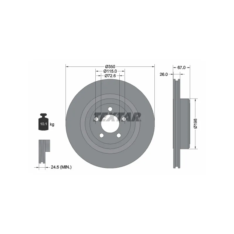 Jeu de 2 disques de frein arrière TEXTAR 92235503