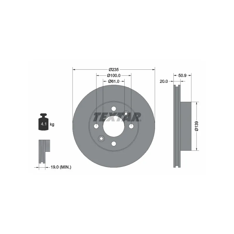 Jeu de 2 disques de frein avant TEXTAR 92236100