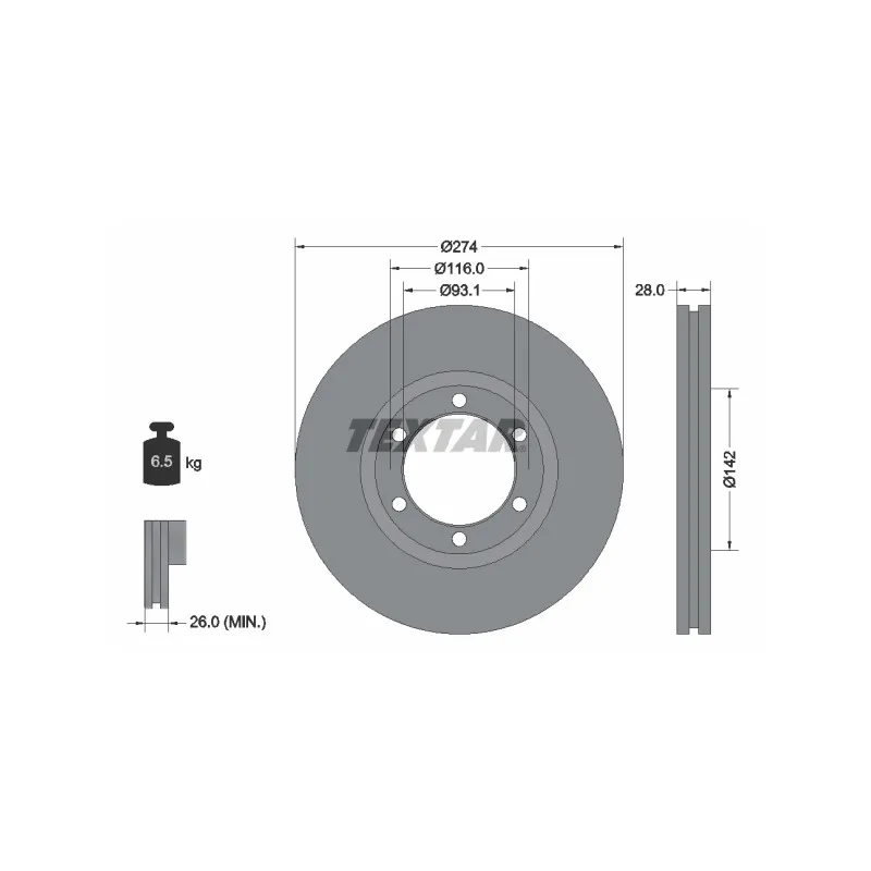 Jeu de 2 disques de frein avant TEXTAR 92236200