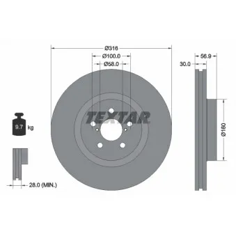Jeu de 2 disques de frein avant TEXTAR 92236503