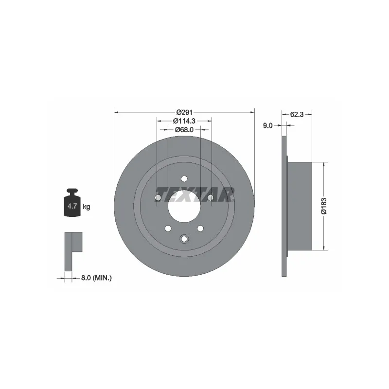 Jeu de 2 disques de frein arrière TEXTAR 92237103