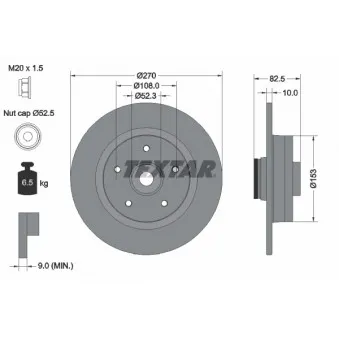 Jeu de 2 disques de frein arrière TEXTAR 92237203