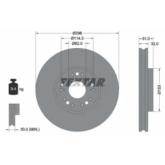 Jeu de 2 disques de frein avant TEXTAR 92237503