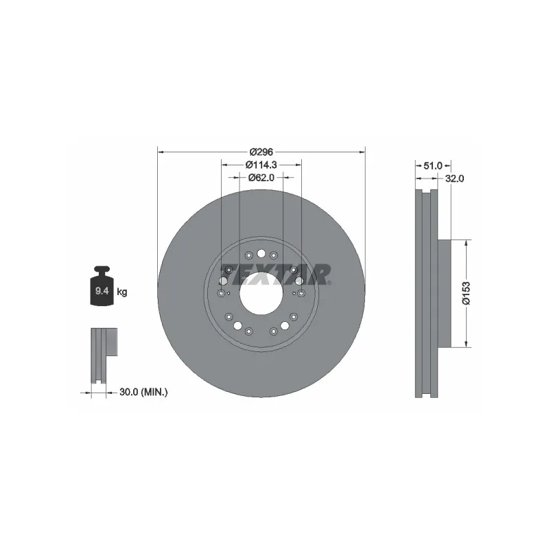 Jeu de 2 disques de frein avant TEXTAR 92237503