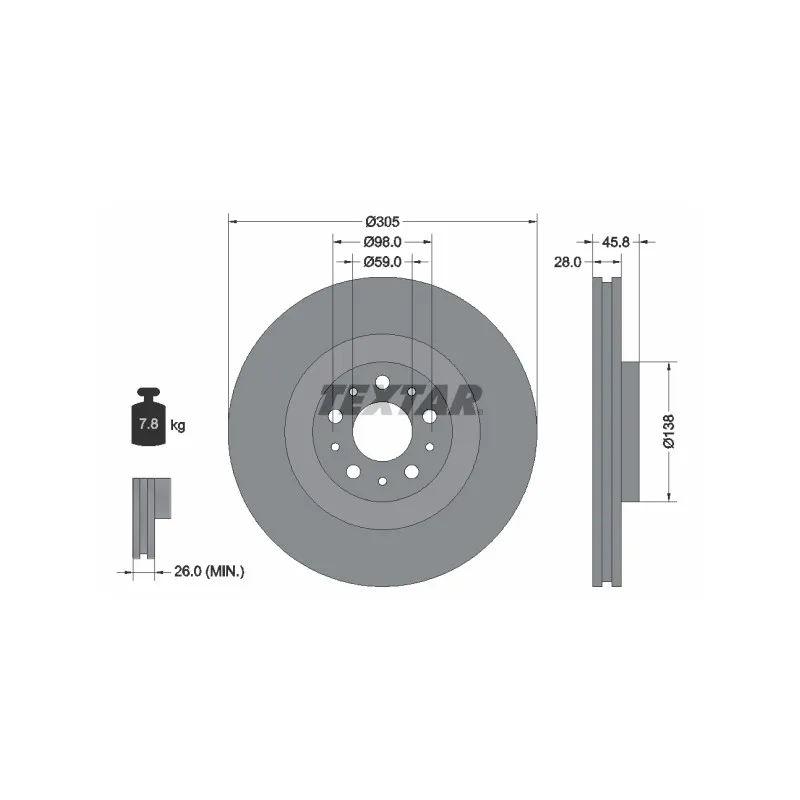Jeu de 2 disques de frein avant TEXTAR 92237603