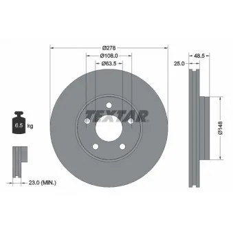 Jeu de 2 disques de frein avant TEXTAR 92237703
