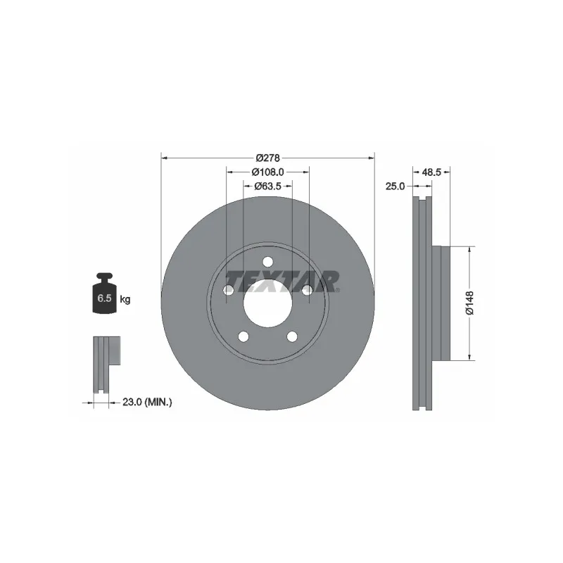 Jeu de 2 disques de frein avant TEXTAR 92237703