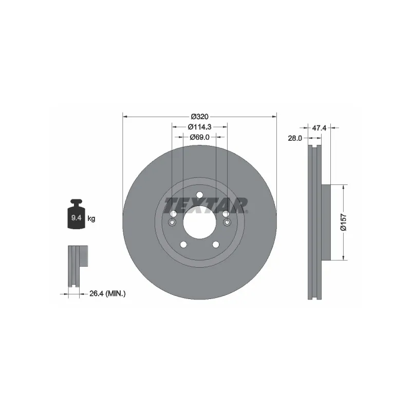 Jeu de 2 disques de frein avant TEXTAR 92237803