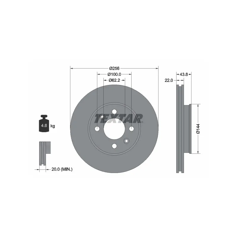 Jeu de 2 disques de frein avant TEXTAR 92237903