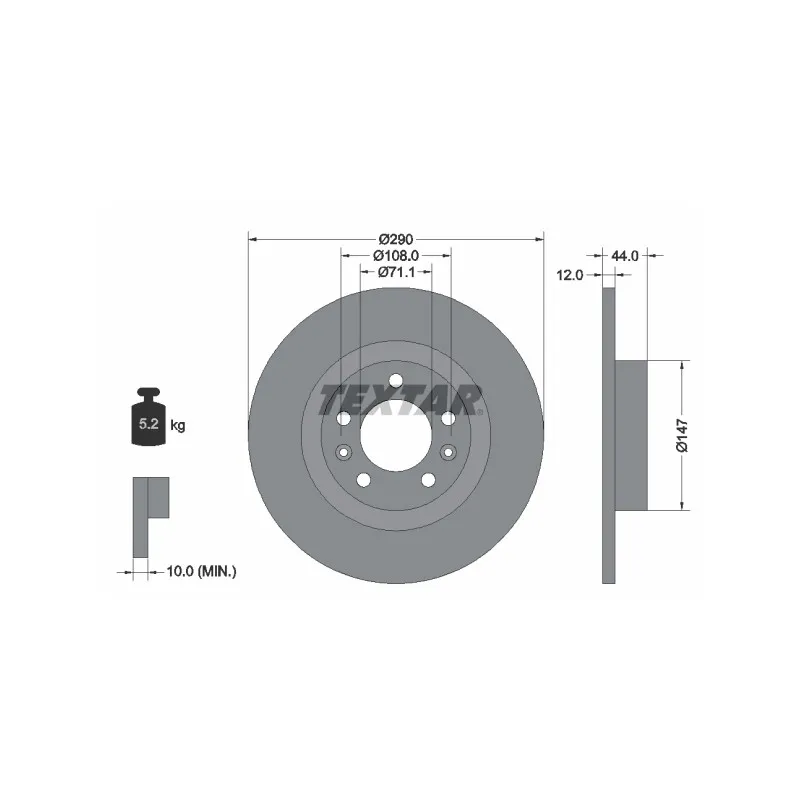 Jeu de 2 disques de frein arrière TEXTAR 92238003