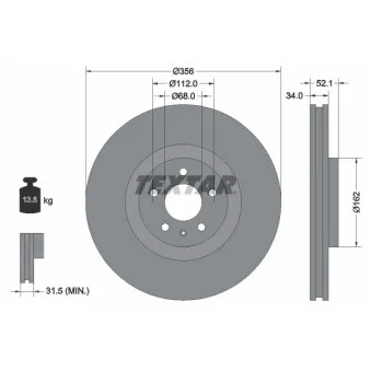 Jeu de 2 disques de frein avant TEXTAR 92238205
