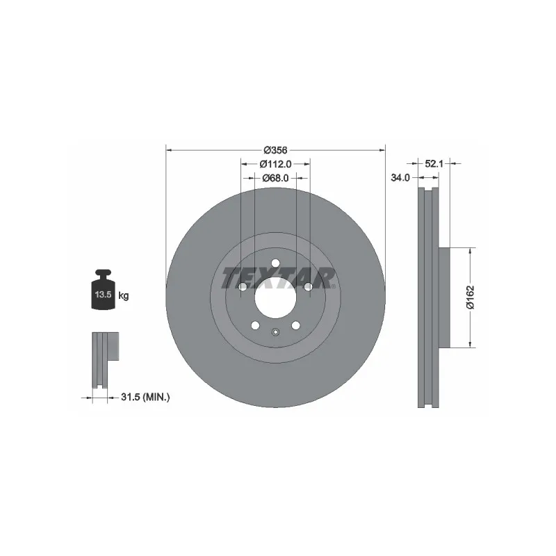 Jeu de 2 disques de frein avant TEXTAR 92238205