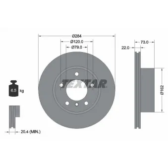 Jeu de 2 disques de frein avant TEXTAR 92238403