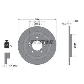 Jeu de 2 disques de frein arrière TEXTAR 92239103