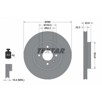 Jeu de 2 disques de frein avant TEXTAR 92239303