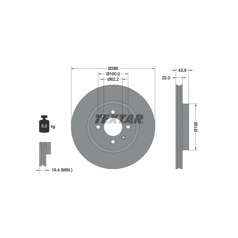 Jeu de 2 disques de frein avant TEXTAR 92239303