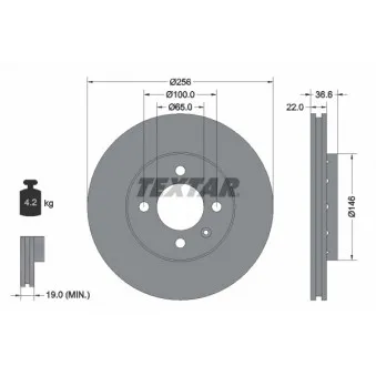 Jeu de 2 disques de frein avant TEXTAR 92239403