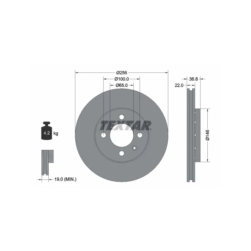 Jeu de 2 disques de frein avant TEXTAR 92239403