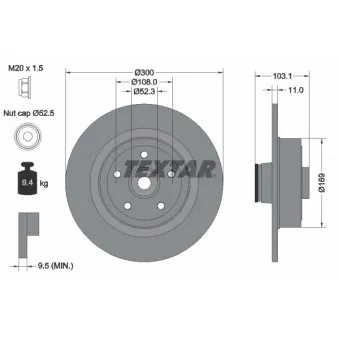 Jeu de 2 disques de frein arrière TEXTAR 92239603