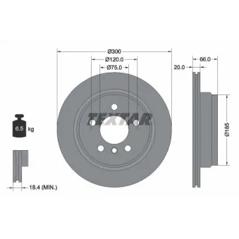 Jeu de 2 disques de frein arrière TEXTAR 92239703